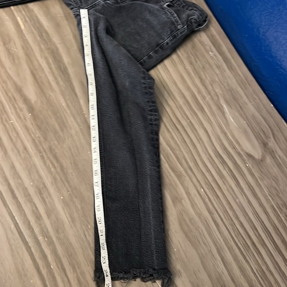 AGOLDE RILEY STRAIGHT LEG CROPPED HIGH RISE RAW HEM BLACK JEANS 26 - Picture 16 of 16